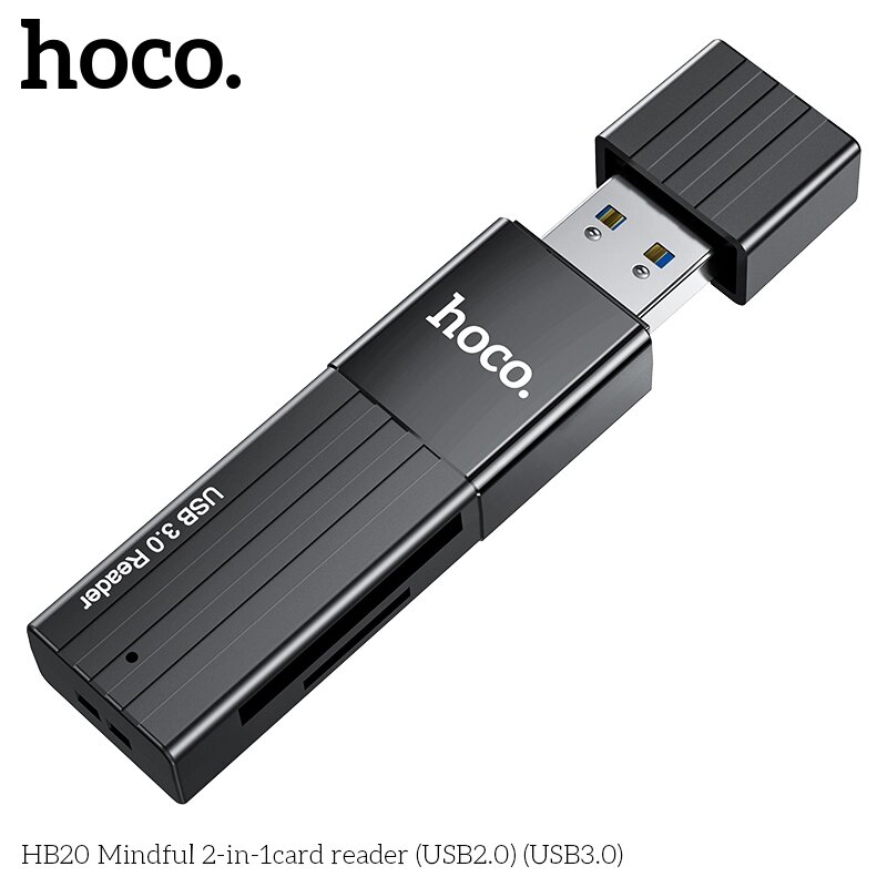 Картридер HOCO HB20 USB3.0 - MicroSD/SD Black от компании Медиамир - фото 1