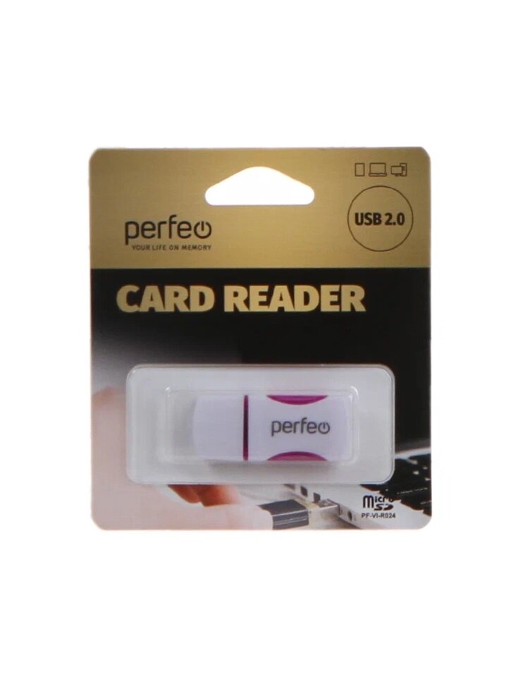 Картридер Perfeo Micro SD, (PF-VI-R024 Purple) фиолетовый PF_3797 ##от компании## Медиамир - ##фото## 1
