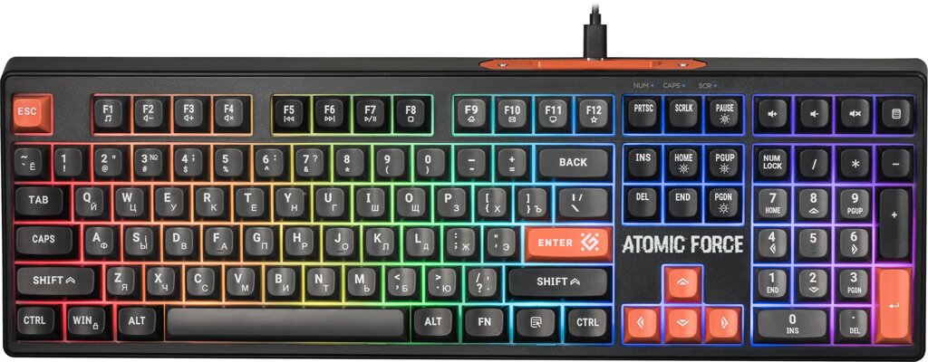 Клавиатура Defender игровая Atomic Force GK-005 RU, чер/сер,108кн+FN, радуж,1.5м (45005) от компании Медиамир - фото 1