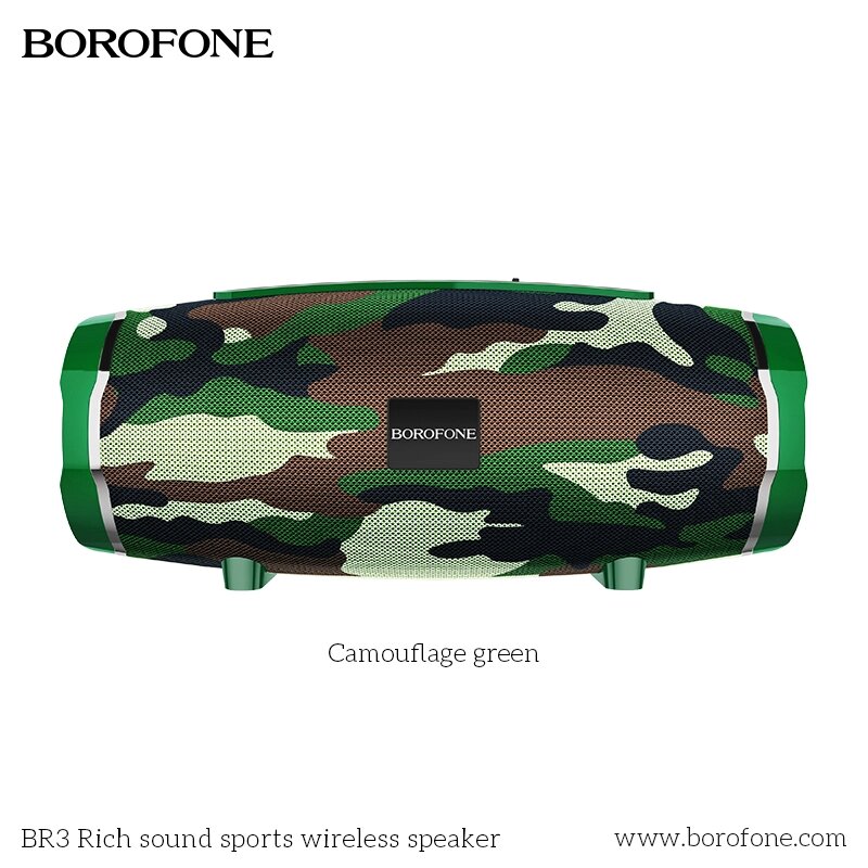 Колонка портативная Borofone BR3 Rich, Bluetooth, 500 мАч, 5 Вт, TF, USB (Camouflage Green) от компании Медиамир - фото 1