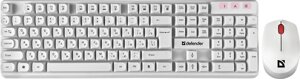 Комплект беспроводной Defender клавиатура+мышь Milan C-992 RU, белый , полноразмерный (45994)