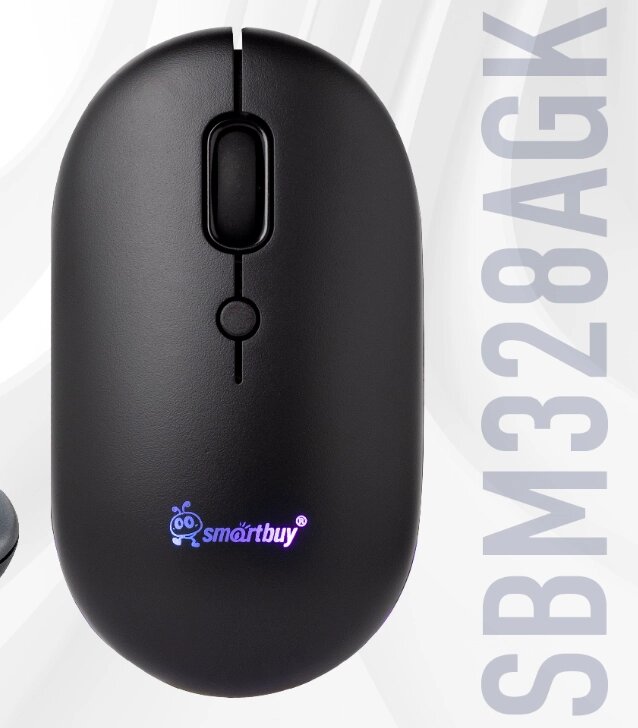 Мышь беспроводная SmartBuy 328AG бесшумная с зарядкой от USB и подсветкой, черная (SBM328AGK)/40 от компании Медиамир - фото 1