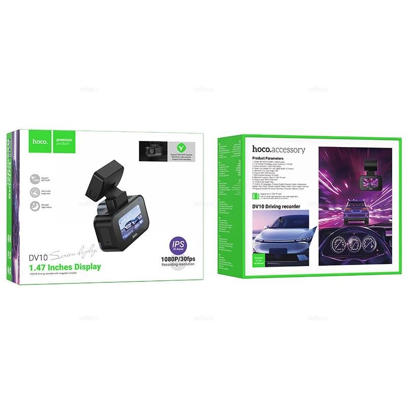 Видеорегистратор HOCO DV10 1920*1080@30fps 140 град. дисплей 1.47" IPS 172*320 WiFi Black д от компании Медиамир - фото 1