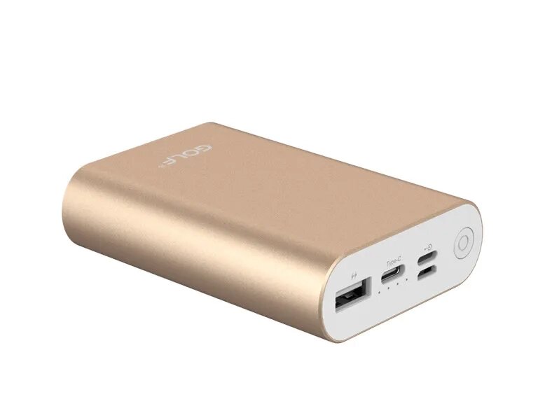 Внешний аккумулятор GOLF G65PRO/10000mah Кабель/In Micro usb, Type-C, Lightning/Out Type-C, USB 2.1Gold от компании Медиамир - фото 1
