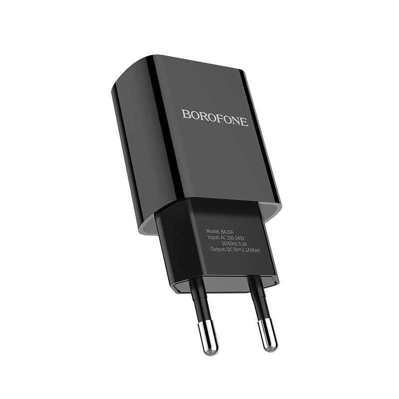 ЗУ Сетевое Borofon BA20A 1*USB, 2,1А, блистер черный от компании Медиамир - фото 1