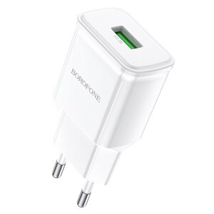 ЗУ Сетевое Borofon BA59A Heavenly 1USB 3.0A QC3.0 18W быстрая зарядка коробка White пс