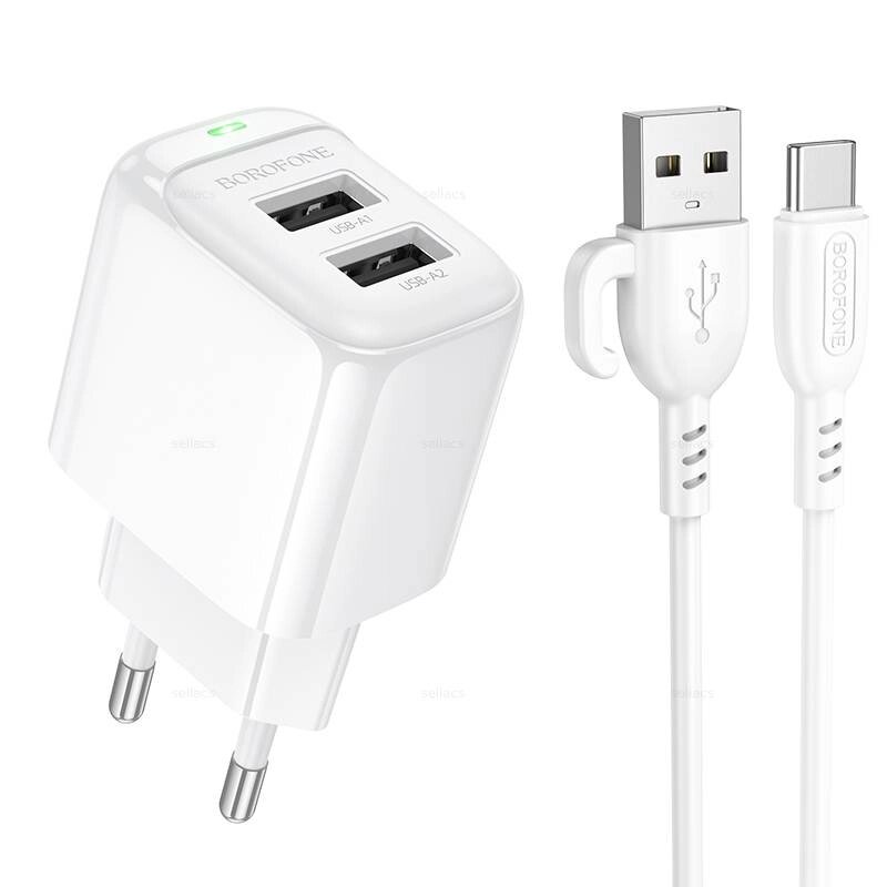 ЗУ Сетевое Borofon BAS41A 2USB 2.4A White пд от компании Медиамир - фото 1