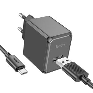 Зу сетевое HOCO CS11A 1USB 2.1A + кабель typec black