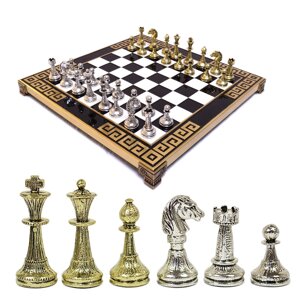 Классический турнирный шахматный набор "Стаунтон" металлическая доска 28х28 см
