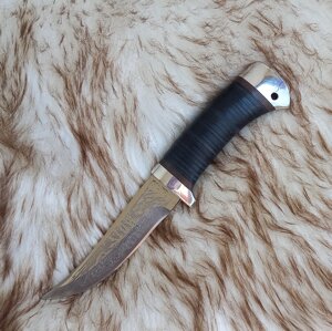 Кованый нож НС-11 с алюминиевыми вставками (40Х10С2М) гравировка (Златоуст)