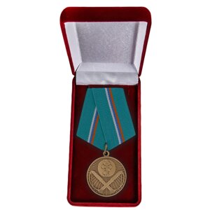 Медаль "Защитник рубежей Отечества" в бархатистом наградном футляре №268(218)
