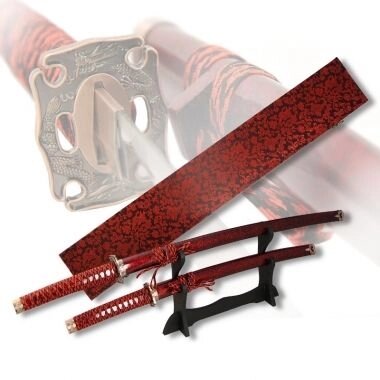 Набор самурайских мечей 2 шт., подарочная коробка, настольная подставка - особенности