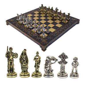 Шахматы с металлическими фигурами "Дон Кихот" 275*275мм.