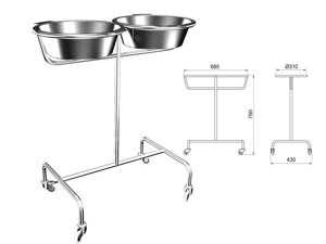 Подставки под тазы из нержавеющей стали ПТбо 6,5-01 «ЭЛЕКТРА»с 2 тазами