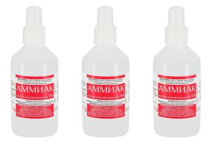 Аммиак (нашатырный спирт) раствор водный 10 % дезинфицирующий, 100 мл флакон, 3 шт.