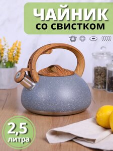 Чайник для плиты со свистком 2,5 л MALLONY FORESTA под мрамор