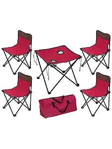Комплект мебели для пикника ECOS TD-10 ( складной стол и 4 стула) темно-вишневый