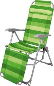 Шезлонг для дачи, кресло складное Ника К3 цвет зеленый, с подножкой и подголовником