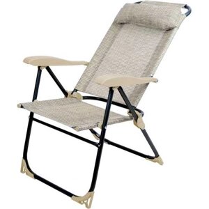 Складное кресло шезлонг для отдыха Ника КШ2 Ротанг, с подстаканником