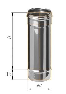 Труба дымоходная длч газовых котлов из нержавейки (0,5 мм) L= 500 мм, D= 110 мм