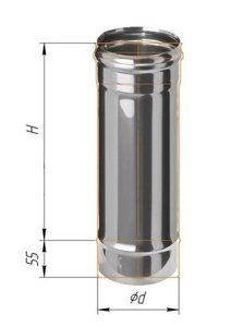 Труба дымоходная длч газовых котлов из нержавейки (0,5 мм) L= 500 мм, D= 200 мм