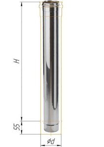 Труба дымоходная для газовых котлов из нержавейки (0,5 мм) L=1000 мм, D = 110 мм