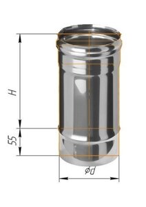Труба дымоходная для газовых котлов из нержавейки (0,5 мм) L= 250 мм, D= 120 мм