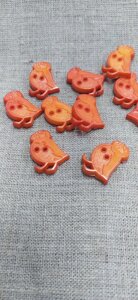 АКЦИЯ! Пуговицы детские пластик 2 прокола, 1,5см/2,5см (оранжевый)