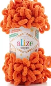 Пряжа для вязания Ализе Puffy (100% микрополиэстер) 5х100г/9.5м (оранжевый)