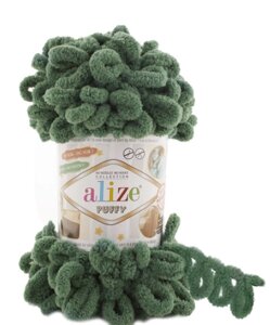 Пряжа для вязания Ализе Puffy (100% микрополиэстер) 5х100г/9.5м (зеленая трава)