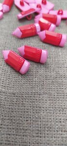 Пуговицы детские пластик, на ножке, 20мм/09мм (карандаш красный с розовым)