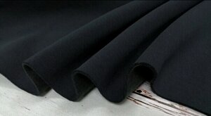 Ткань трикотаж Футер 3х нитка начес хлопок 65%п/э 35%330г/м2 ширина 180см (черный)