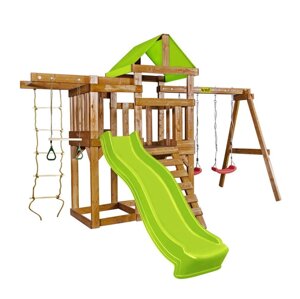 Деревянная детская площадка Babygarden Play 6, габариты 4 х 3,8 м, с балконом, турником