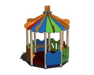 Домик полуоткрытый со скамейками Многогранник, элемент детской игровой площадки, дерево