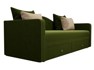 Детский прямой диван Дориан | Зеленый | Бежевый