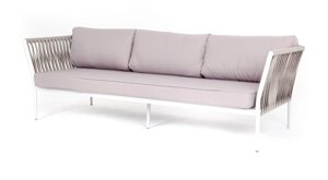"Касабланка" диван 3-местный плетеный из роупа, каркас алюминий светло-серый (RAL7035) муар, роуп се