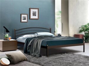 Кровать двуспальная ЭКО+140х200 | металлическое основание | Коричневый бархат