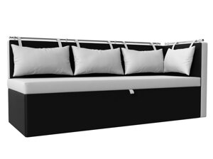 Кухонный диван Метро с углом | Белый | Черный