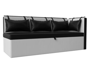 Кухонный диван Метро с углом | Черный | Белый