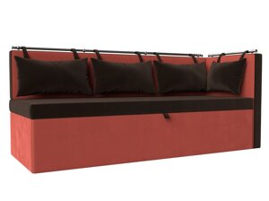 Кухонный диван Метро с углом правый | Коричневый | Коралловый