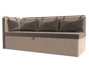 Кухонный диван Метро с углом слева | Коричневый | Бежевый