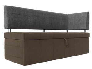 Кухонный прямой диван Стоун с углом | коричневый | Серый