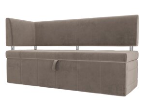 Кухонный прямой диван Стоун с углом левый | Коричневый