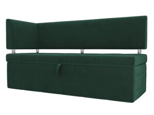 Кухонный прямой диван Стоун с углом левый | Зеленый