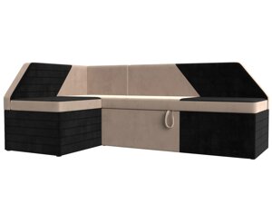 Кухонный угловой диван Дуглас левый угол | Бежевый | Черный