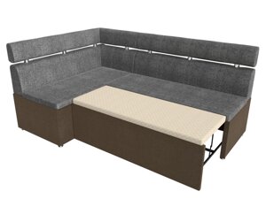Кухонный угловой диван Классик левый угол | Серый | коричневый