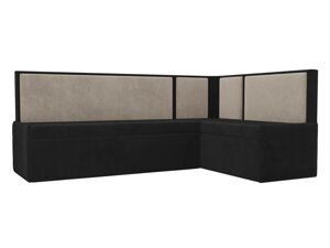 Кухонный угловой диван Кристина правый угол | Черный | Бежевый