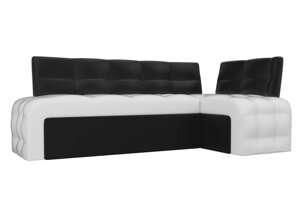 Кухонный угловой диван Люксор | Белый | Черный