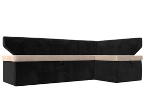 Кухонный угловой диван Омура правый угол | Бежевый | Черный