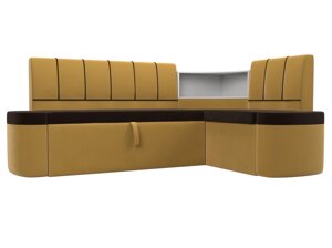 Кухонный угловой диван Тефида | Коричневый | Желтый